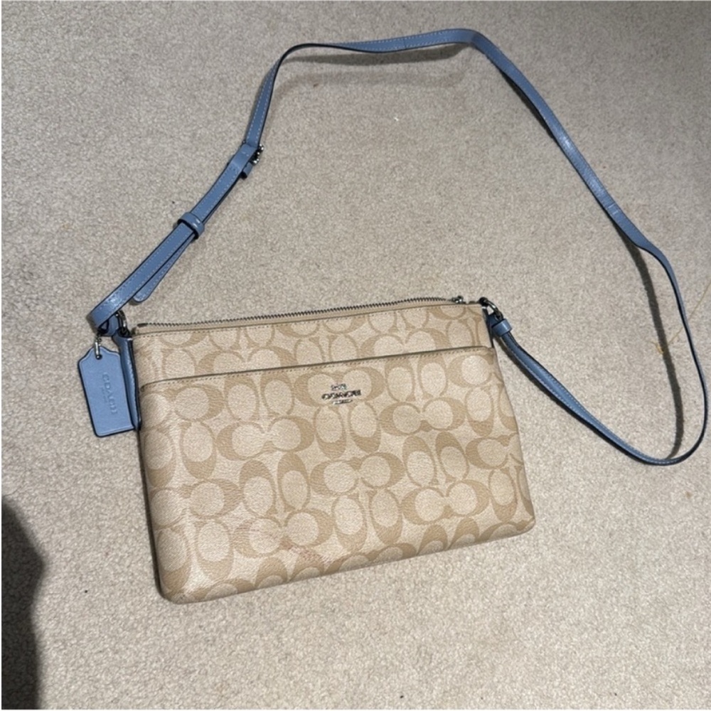 Coach Beige and Blue Crossbody Bag